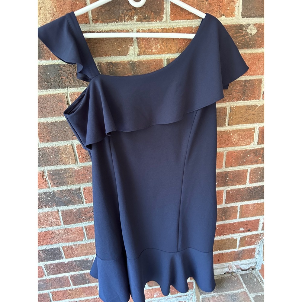 Lane Bryant Navy Blue One Shoulder Ruffle Flounce Hem Cocktail Dress Size 16